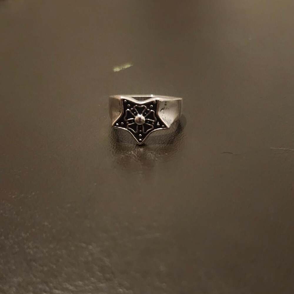 Silver Ring With Black Spiderweb 941 C